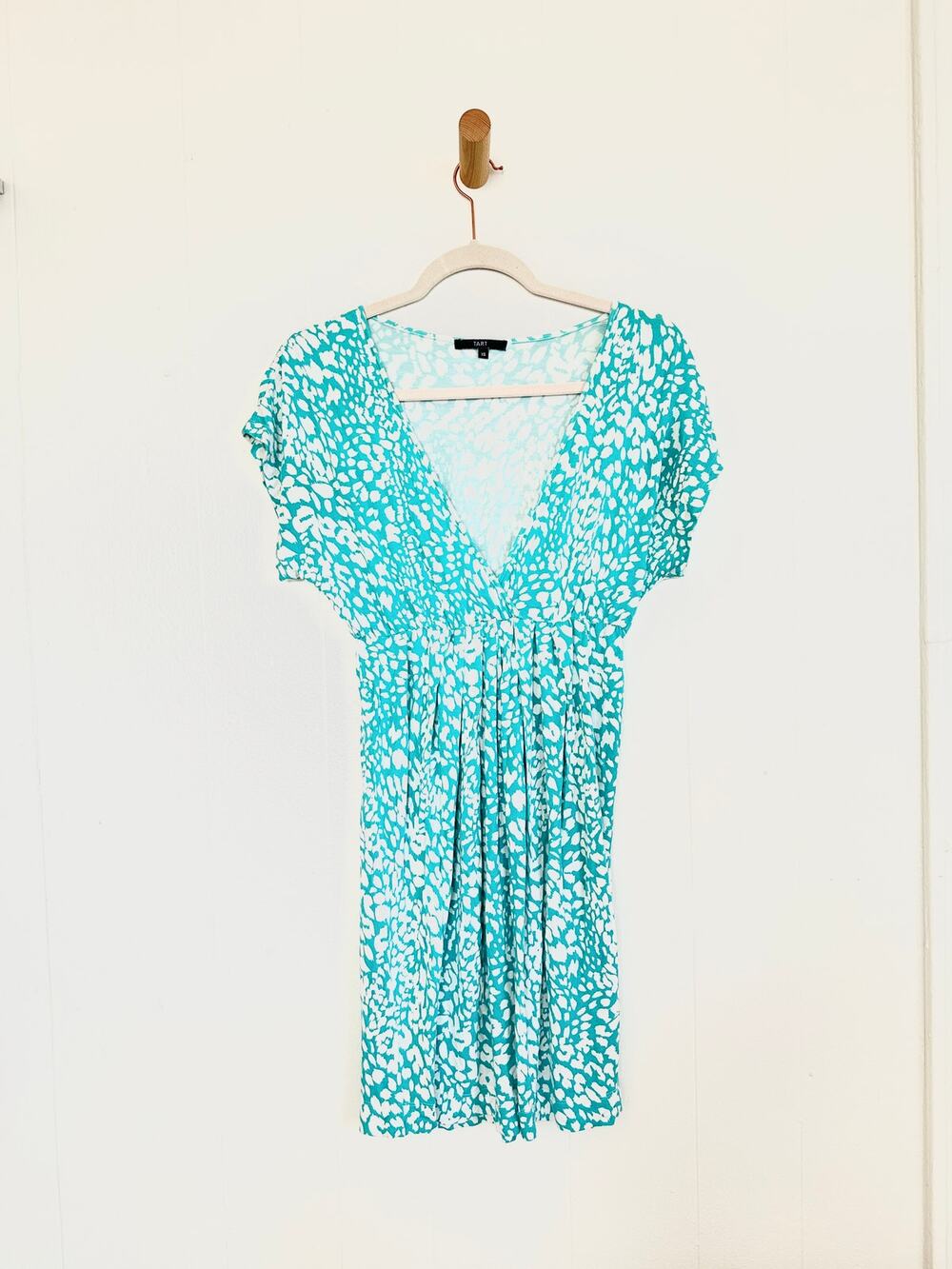 Tart Collections Teal & White Geometric Maternity Dress Premium Resort Lounge XS